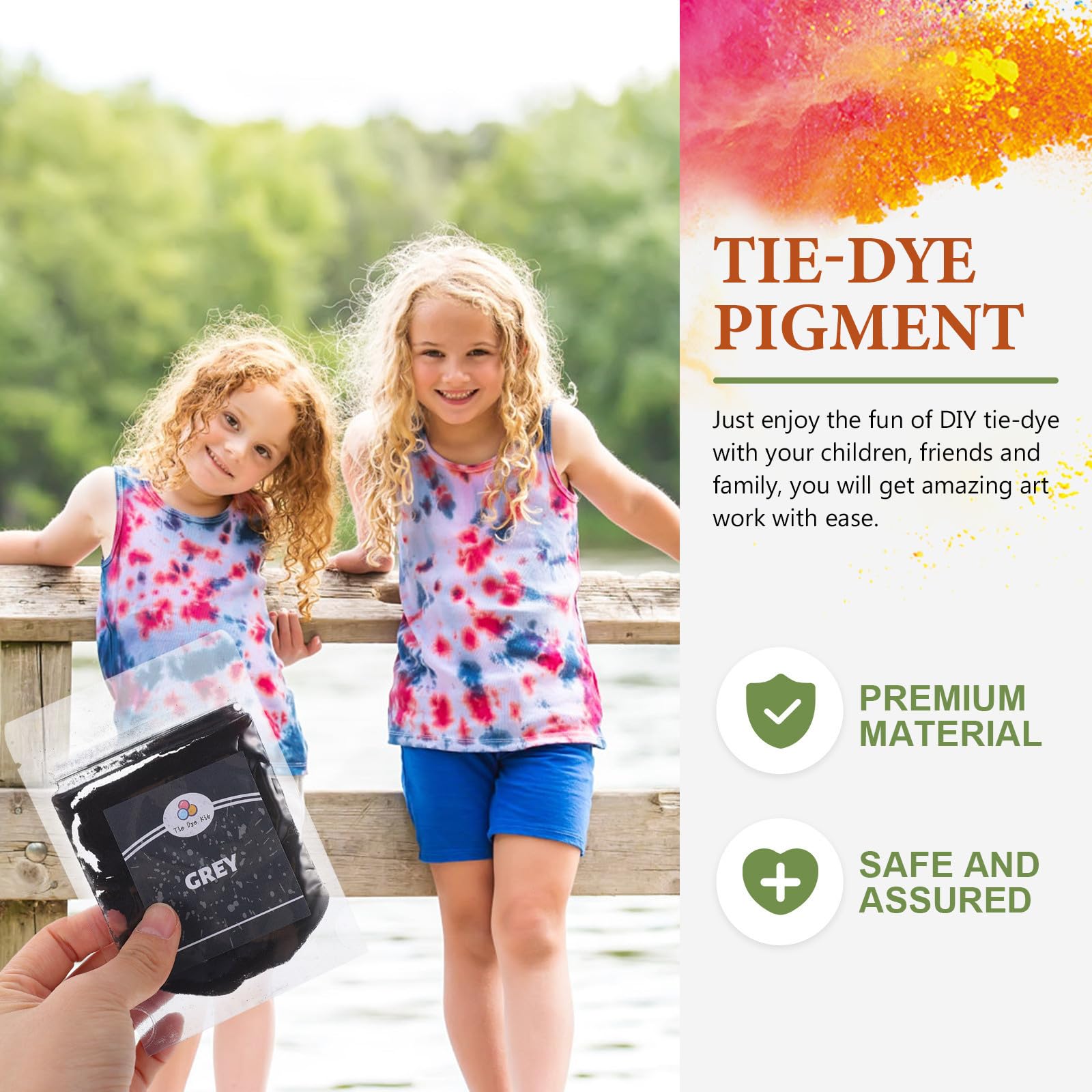 Kit de Pigmentos Tie Dye en Polvo Sintético para Teñir Ropa y Almohadas, Adecuado para Diy, Manualidades y Ambientación Familiar 24 Colores Vivos