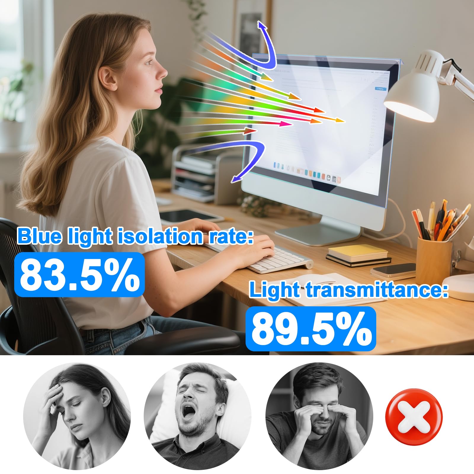 Protector de Pantalla para Computadora Portátil de 24 Pulgadas, Ultra Transparente, Protección contra la Luz Azul, Reduce la Fatiga Visual, Antihuellas, Antiarañazos, Fácil de Limpiar