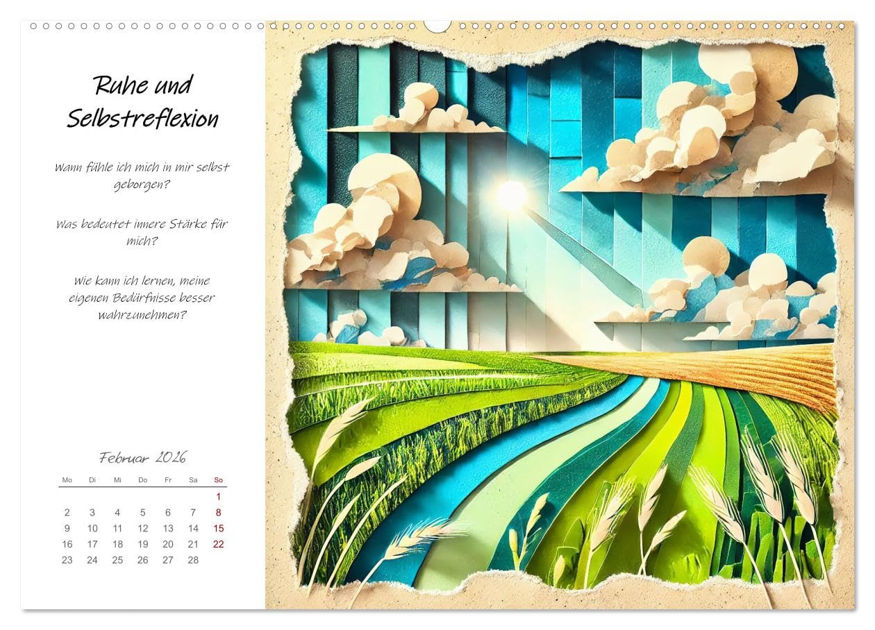Dein Jahr der Stärke - Reflexionskalender für mehr Selbstbewusstsein (hochwertiger Premium Wandkalender 2026 DIN A2 quer), Kunstdruck in Hochglanz: In ... Natur-Collagen. (CALVENDO Gesundheit)
