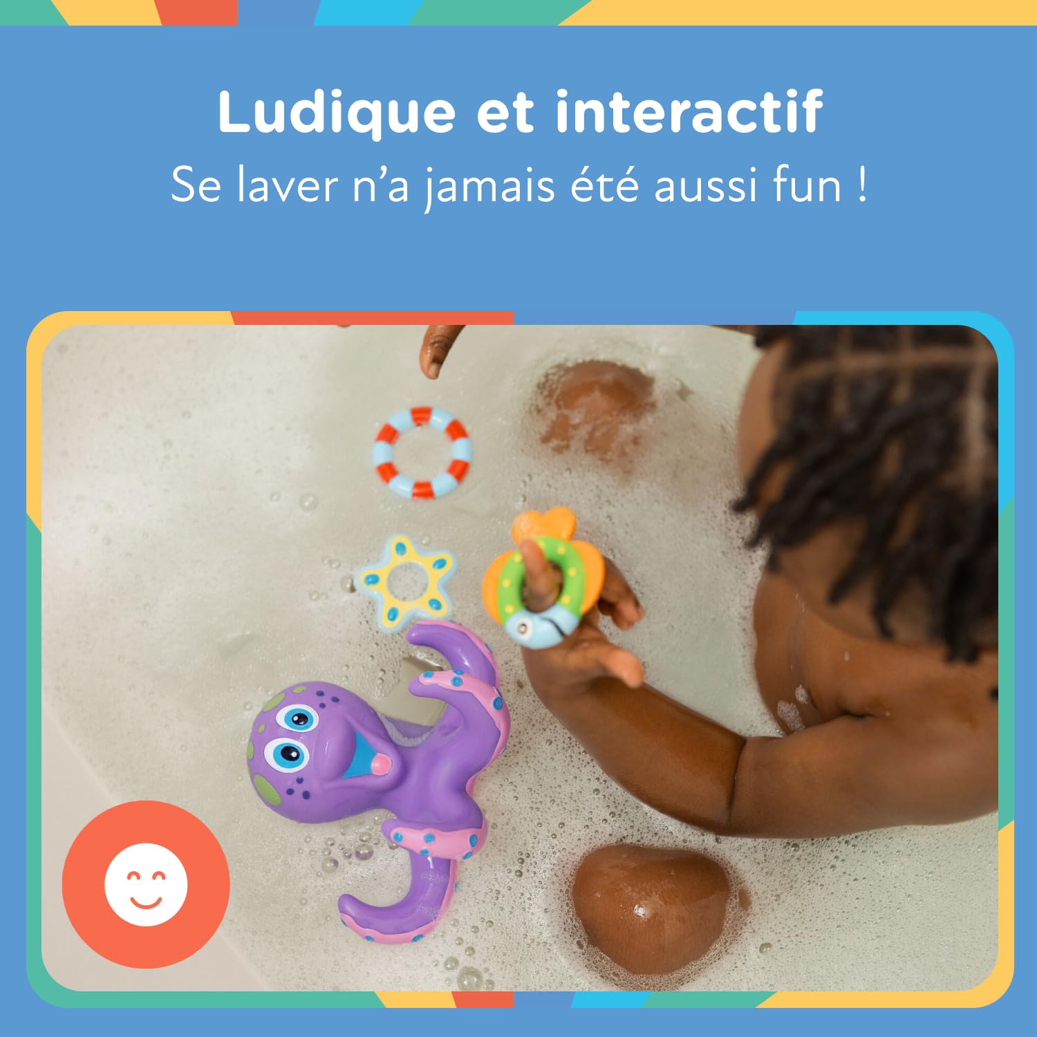 Nuby - Jouet de Bain pour Bébé - Pieuvre Intéractive Flottante avec Anneaux de Bain - Jouet de Bain Stimulant La Coordination œil-Main de Vos Petits - Idéal pour Les + 18 Mois - Violet
