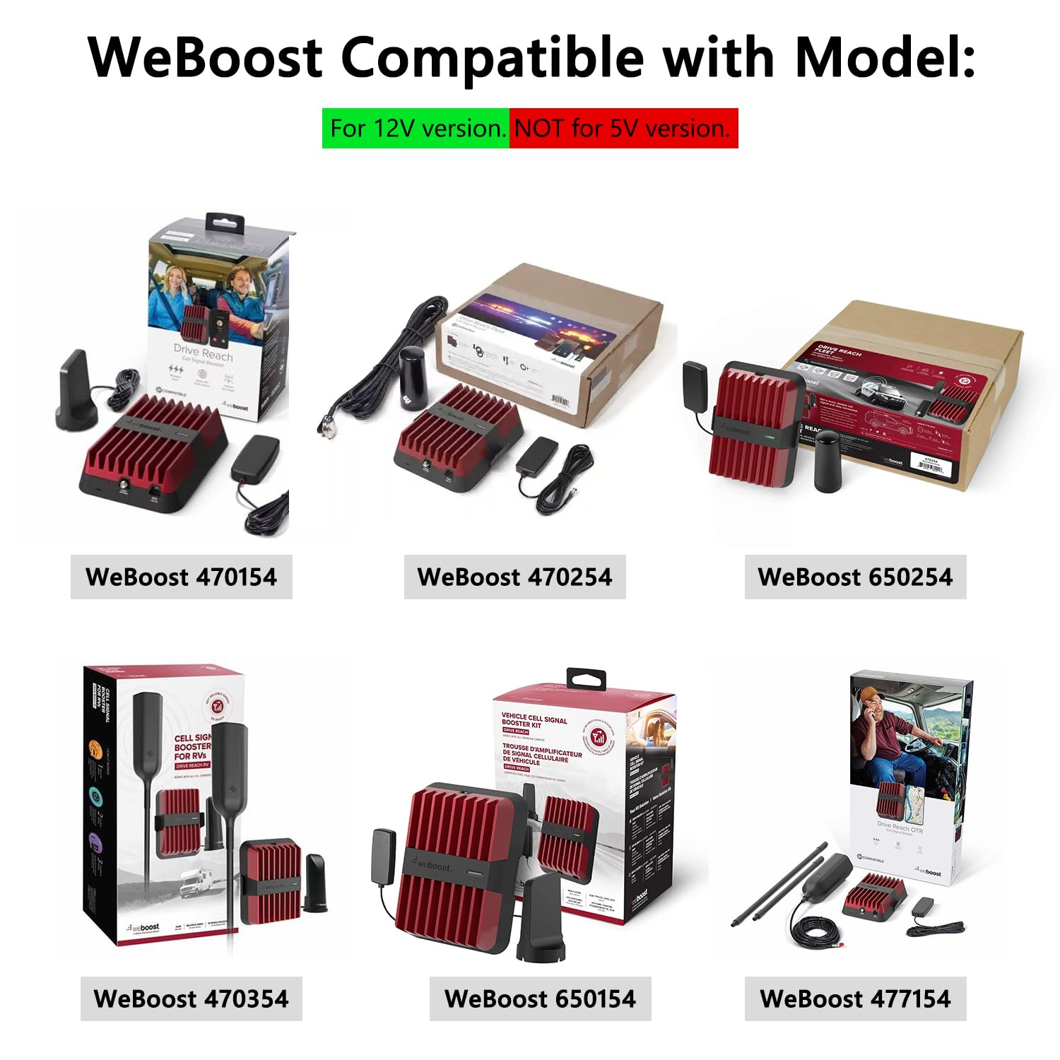 CASIMY 12V Adapter Compatible with weBoost Drive Reach 470154 650154 Fleet 470254 470545 650254 478061 RV 470354 650354 OTR 472154 652154 477154 Overland 472061 Booster Wilson 850015 Charger (Not 5V)