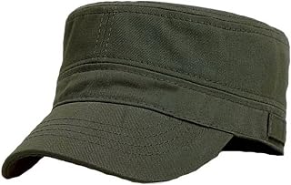 Solid Peaked Flat Top Cap Army Cadet Classical Military Hat Baseball Cap
