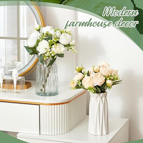 Miniatura 5 de Jexine 24 paquetes de flores artificiales de seda de peonías artificiales, ramo de peonías falsas, ramos de flores artificiales para jarrones,