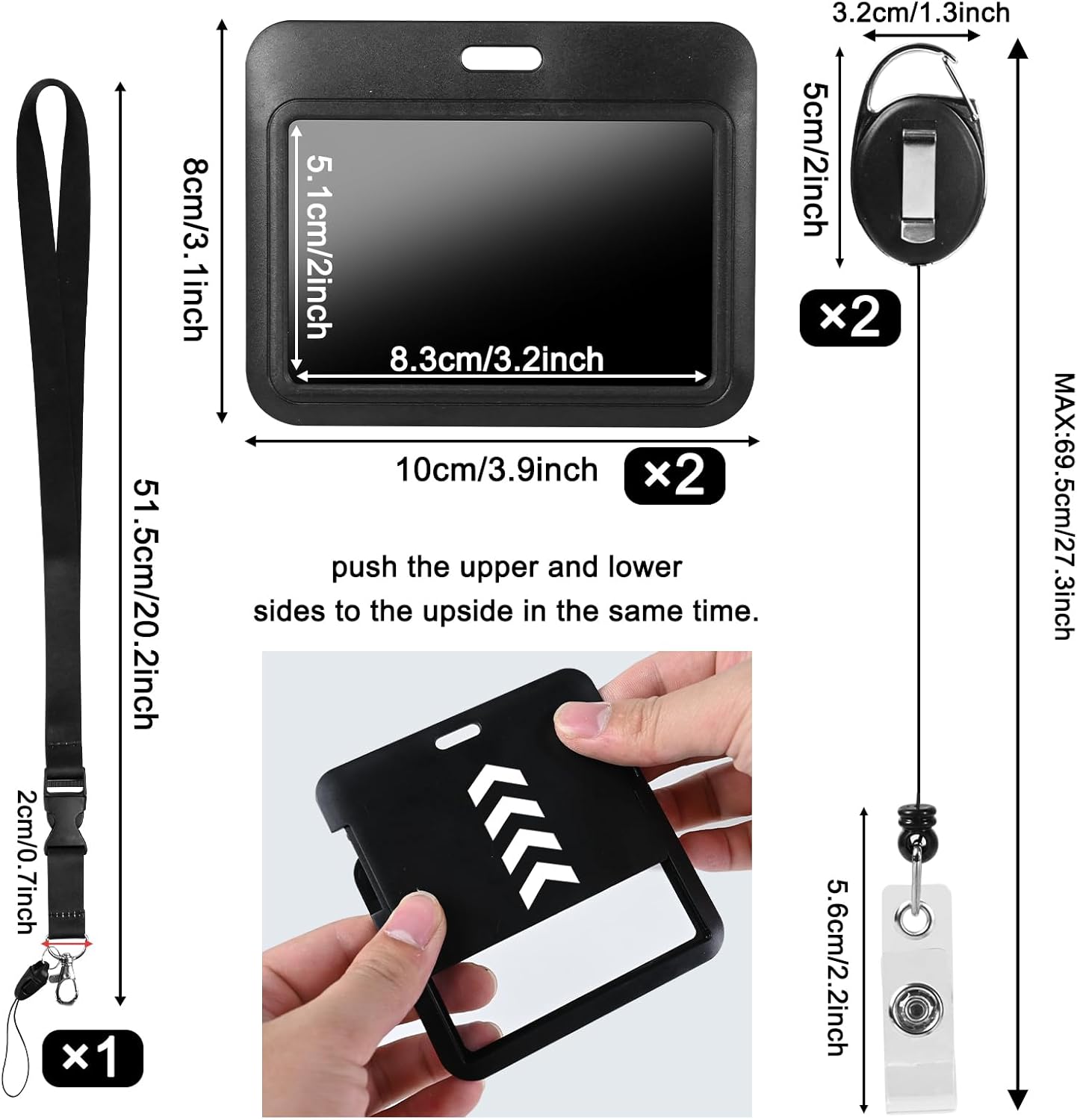 Retractable ID Badge Holder with Breakaway Lanyard,Heavy Duty Badge Reel,Detachable Keychain, Cruise Ship Cards Holder,for Nurse Officer Teacher Security Staff Women Men(Purple Horizontal) - Image 2