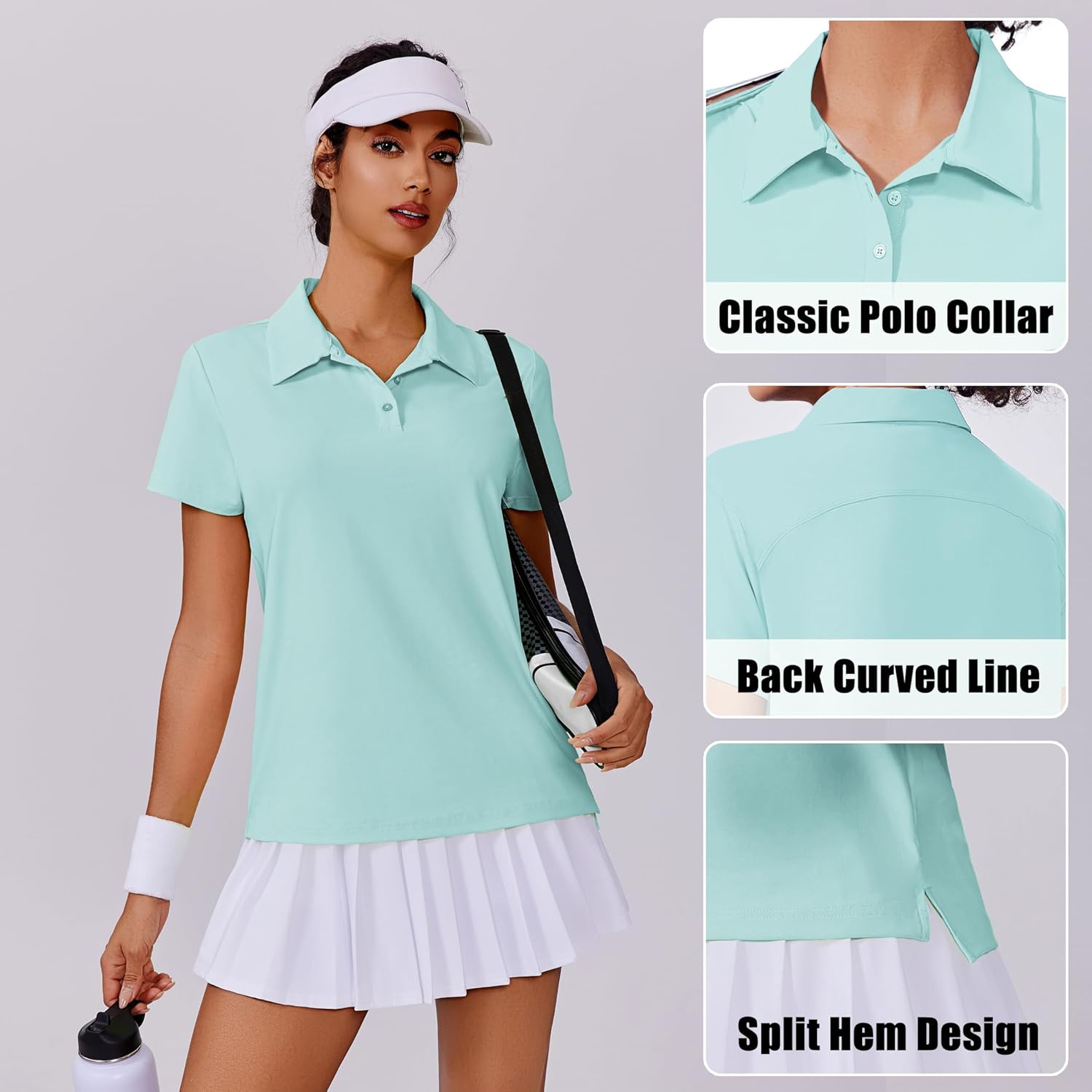 PINSPARK Women's Golf Shirt UPF 50+ Polo Shirts Short Sleeve Tennis Tops Collared with 3 Button Athletic T Shirt - Image 5