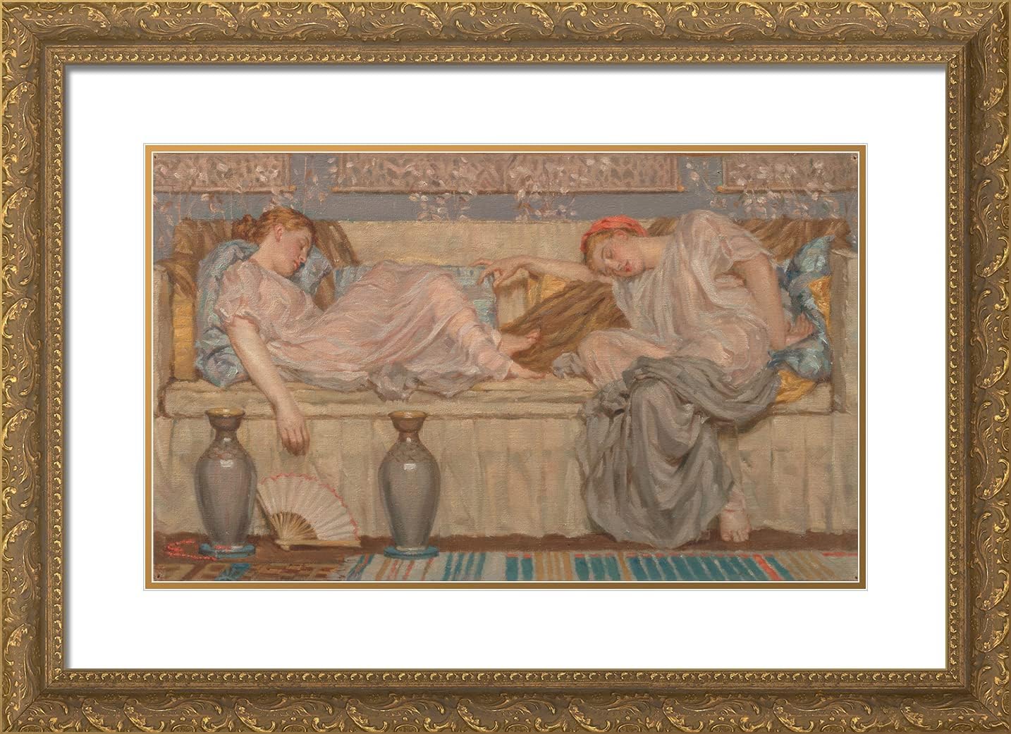 ArtDirect Moore, Albert Joseph 24x18 Gold Ornate Framed Art Print with Double Matting Titled: Beads (study)