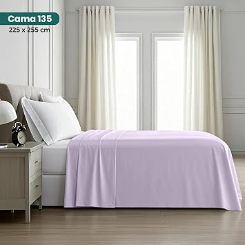 Utopia Bedding Top Sheet, 135 cm Bed - 225 x 255 cm - Lavender