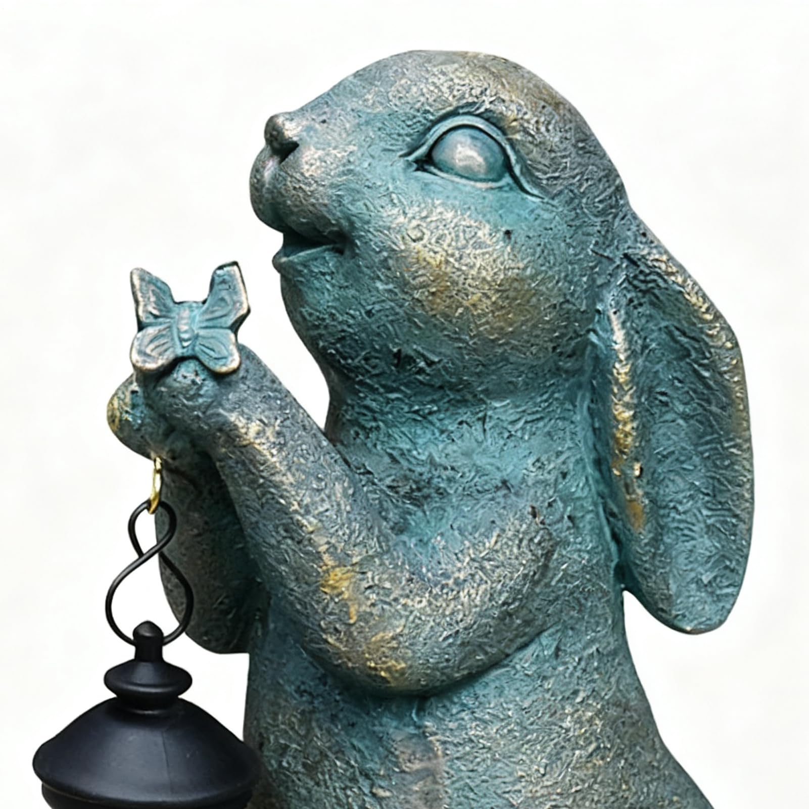 Générique Scultura Coniglio | con Ornamento Lanterna Solare Vintage - Statue Animali per Giardino,per Portico E Patio, Natale, Primavera, Halloween, Casa, Prato E All'aperto