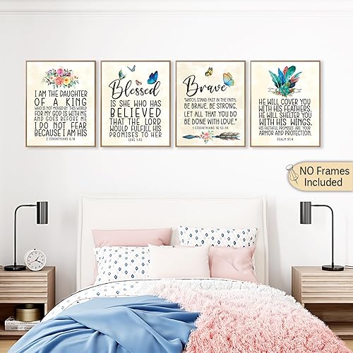 Miniatura 2 de Arte de pared con versículos bíblicos con citas positivas, decoración de pared religiosa, arte de pared cristiano para dormitorio, póster cristiano,