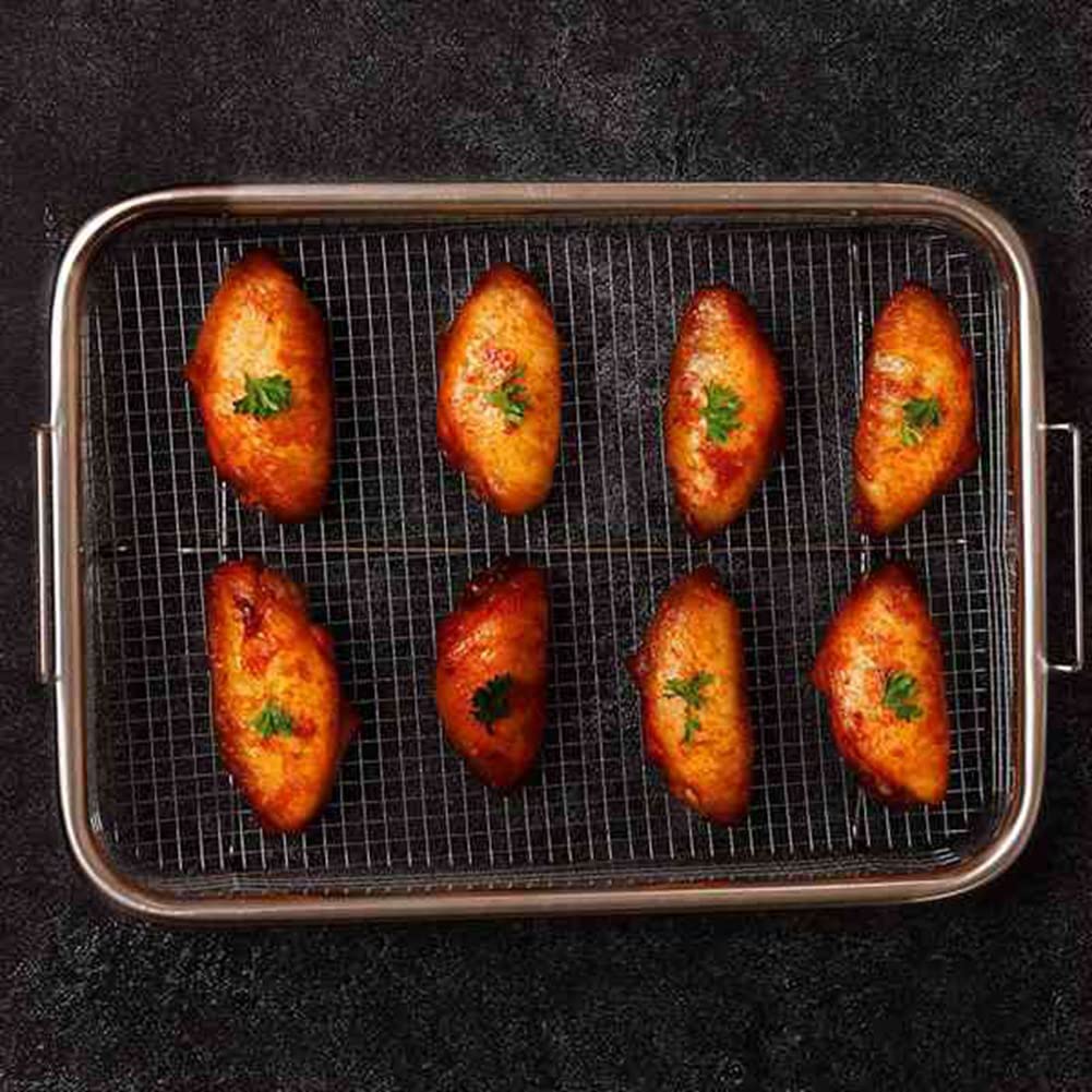 Set di 3 cestini in acciaio inox antiaderenti per friggitrice ad aria, griglia per forno,