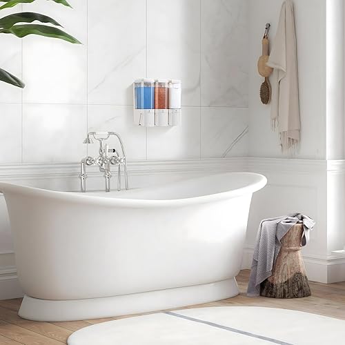 Miniatura 6 de Dispensador de champú y acondicionador montado en la pared, dispensador de jabón de ducha sin taladro, fácil instalación, dispensador de champú para