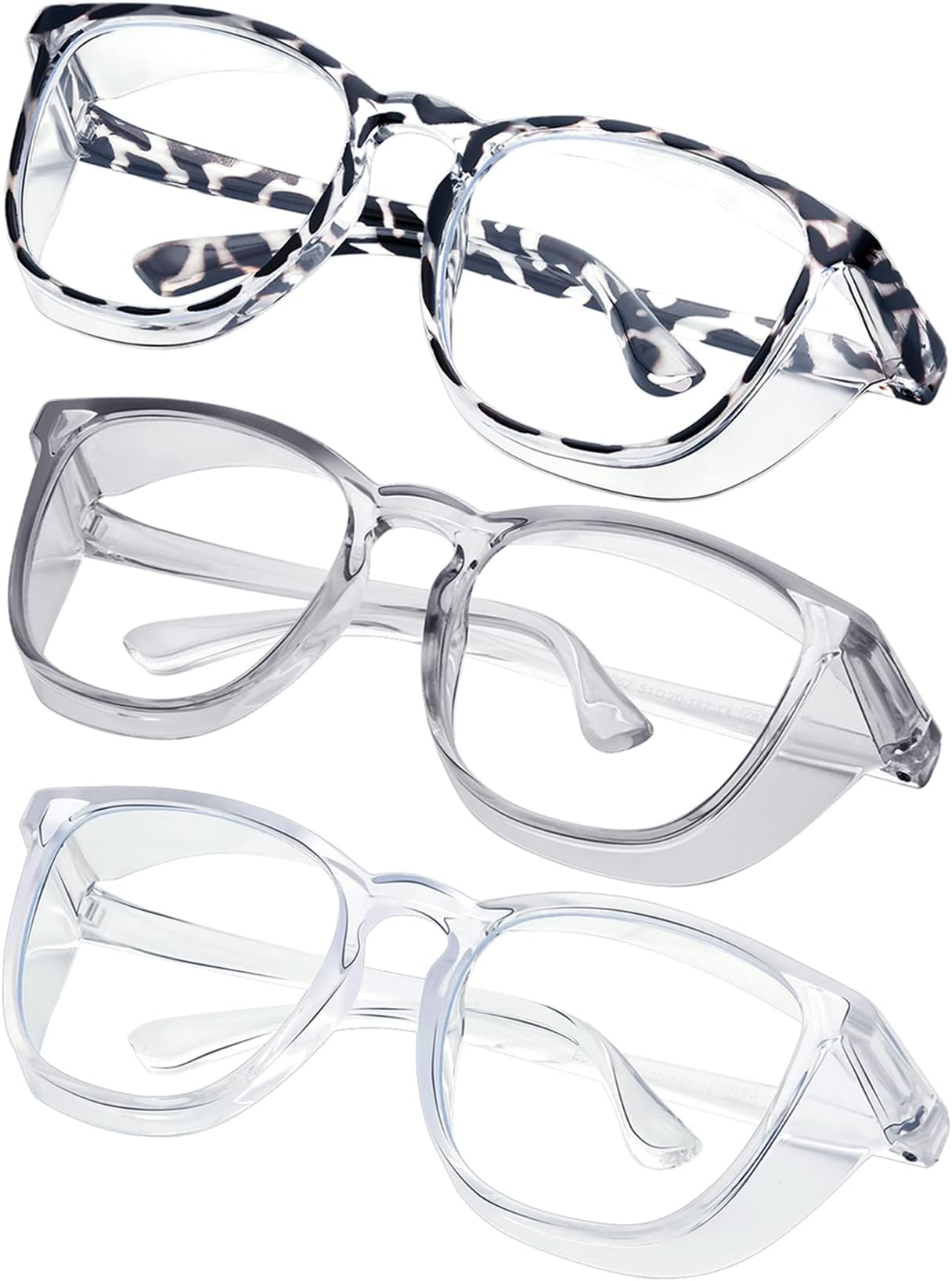 Safety glasses Goggles Nurses Protective Eyewear - Anti Fog Square Frame Stylish Clear Glasses for Women Men