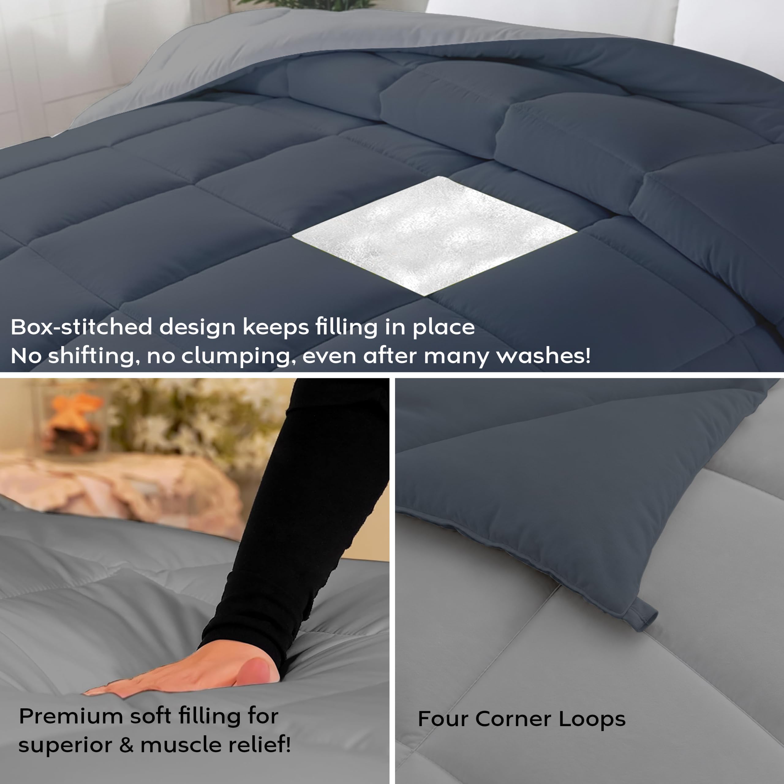 AYKA Reversible Comforter 220 GSM Microfiber Reversible AC Comforter/Blanket for Winter/Quilt/Dohar/Duvets for King Size Blanket/Comforter Double Bed (Grey & Charcoal, 90 * 100) 1