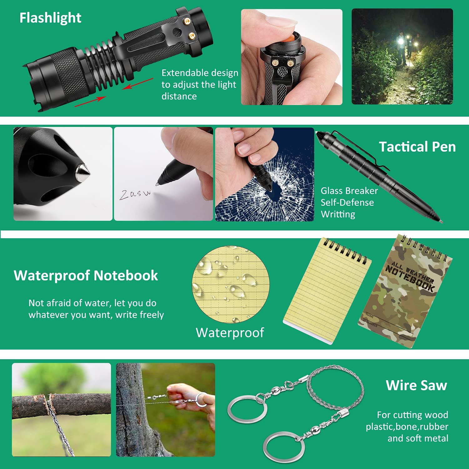 Gifts for Men Dad Husband, Survival Gear and Equipment Kit 37 in 1