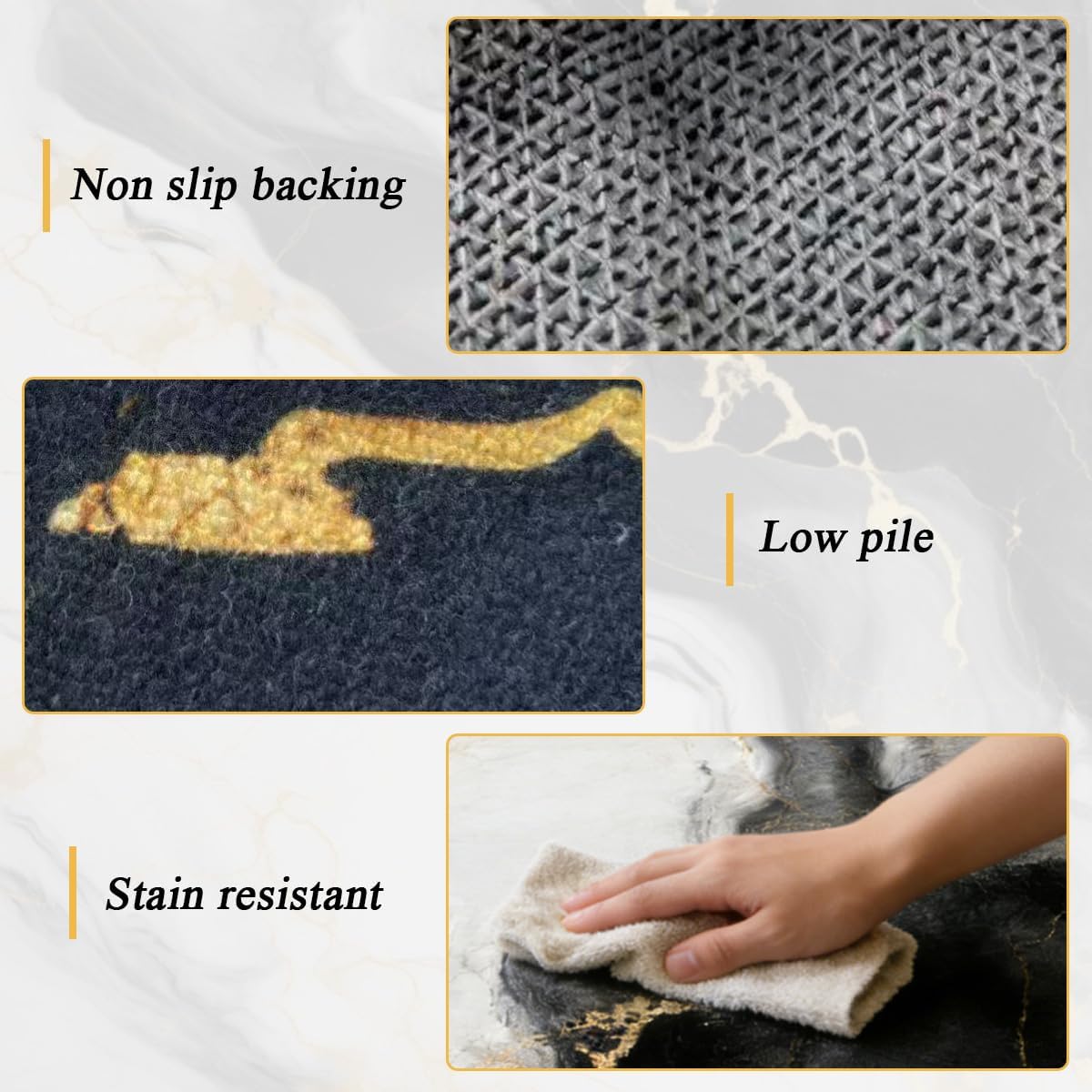 Black White Gold Marble Texture Modern Abstract Area Rug 5x7 Faux Wool Ultra Soft Shag Rug for Living Room Bedroom Diningroom Non Shedding Indoor Floor Carpet Runners - Image 5