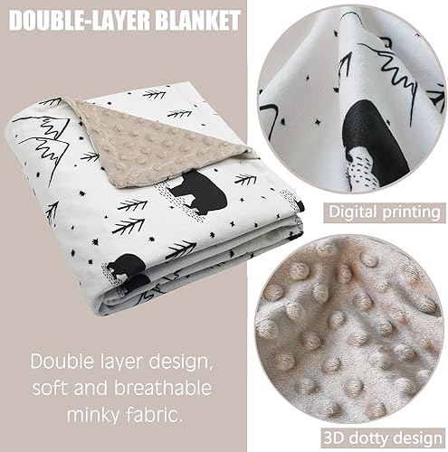 Miniatura 2 de Mantas de bebé para niños y niñas, manta suave de visón para recién nacido, para cuna, cochecito de bebé, guardería (oso)