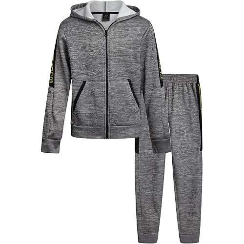 Pro Athlete Boys Tracksuit Set - 2 Piece Cozy Athletic Soft Fleece Zip Up Hoodie and Jogger Sweatpants For Boys