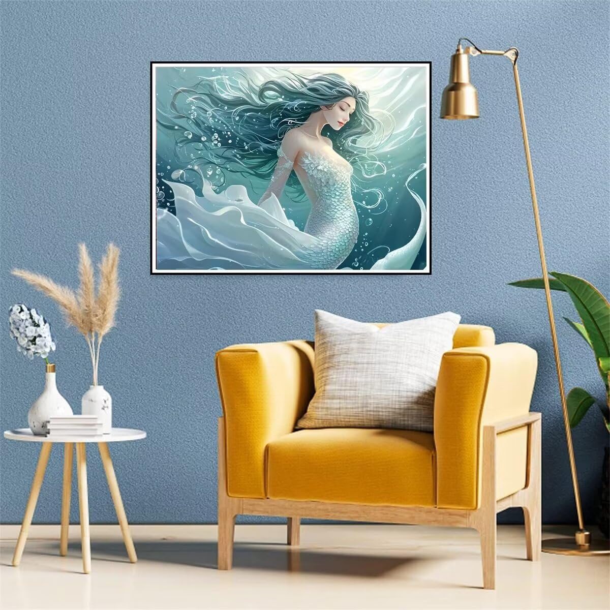 Meerjungfrau Malen Nach Zahlen, DIY Set Erwachsene Malen Nach Zahlen Schipper, auf Leinwand Acrylmalerei Nach Zahlen mit 3 Pinsel und Acrylfarben Basteln Mädchen Geschenk 100X150cm (Rahmenlos) I-10049
