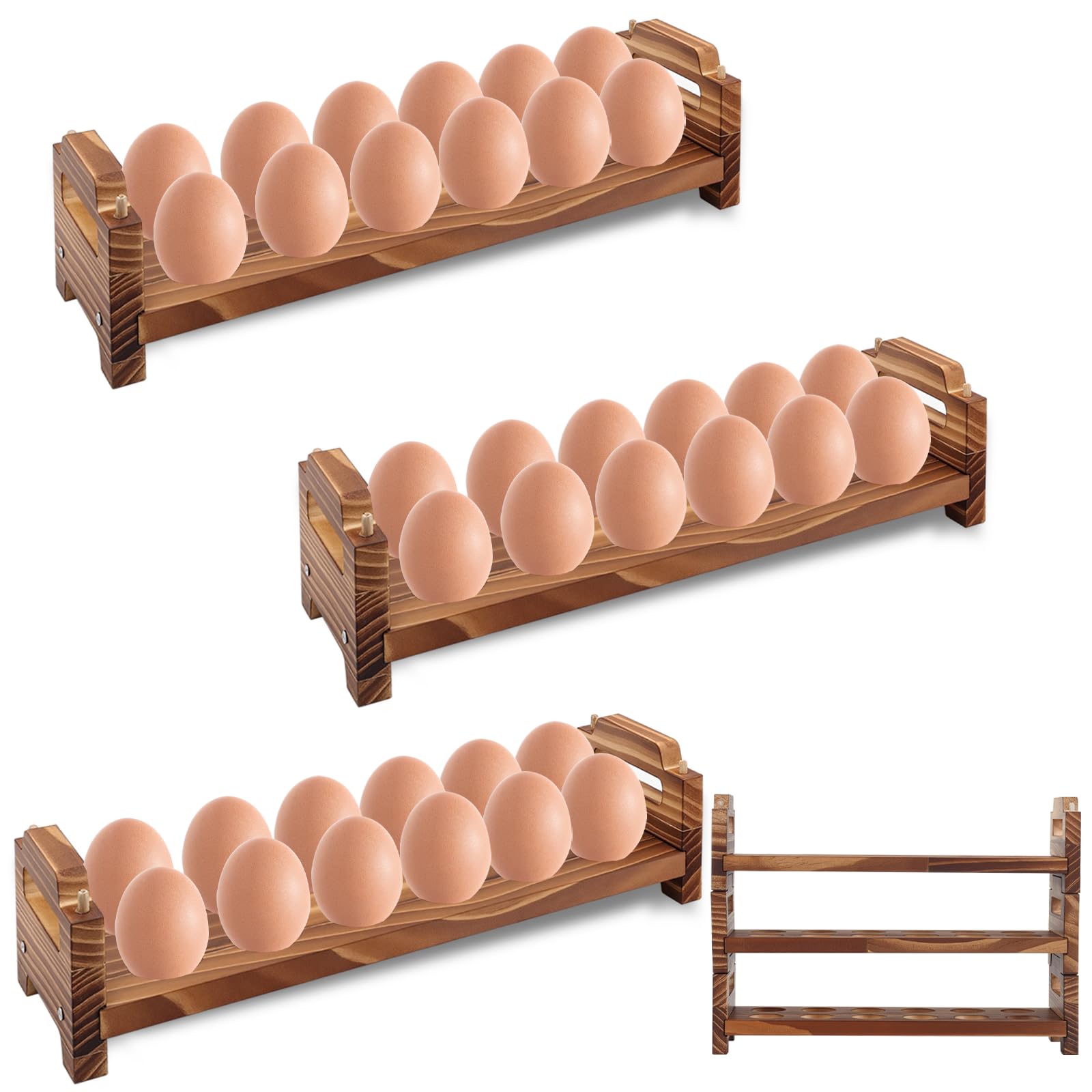 Porte-œufs de Comptoir, Porte-œufs Frais en Bois à 3 Pneus Porte-Œufs Empilable en Bois, Peut Contenir Jusqu'à 36 œufs Frais, pour Recueillir des œufs Frais, Panier de Rangement