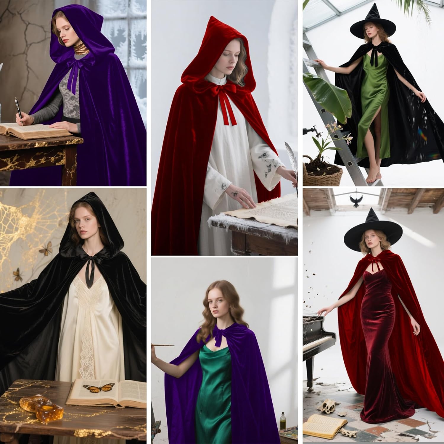 Hooded Cloak Cape for Unisex Adults - Velvet Halloween Cosplay Costume - Image 7