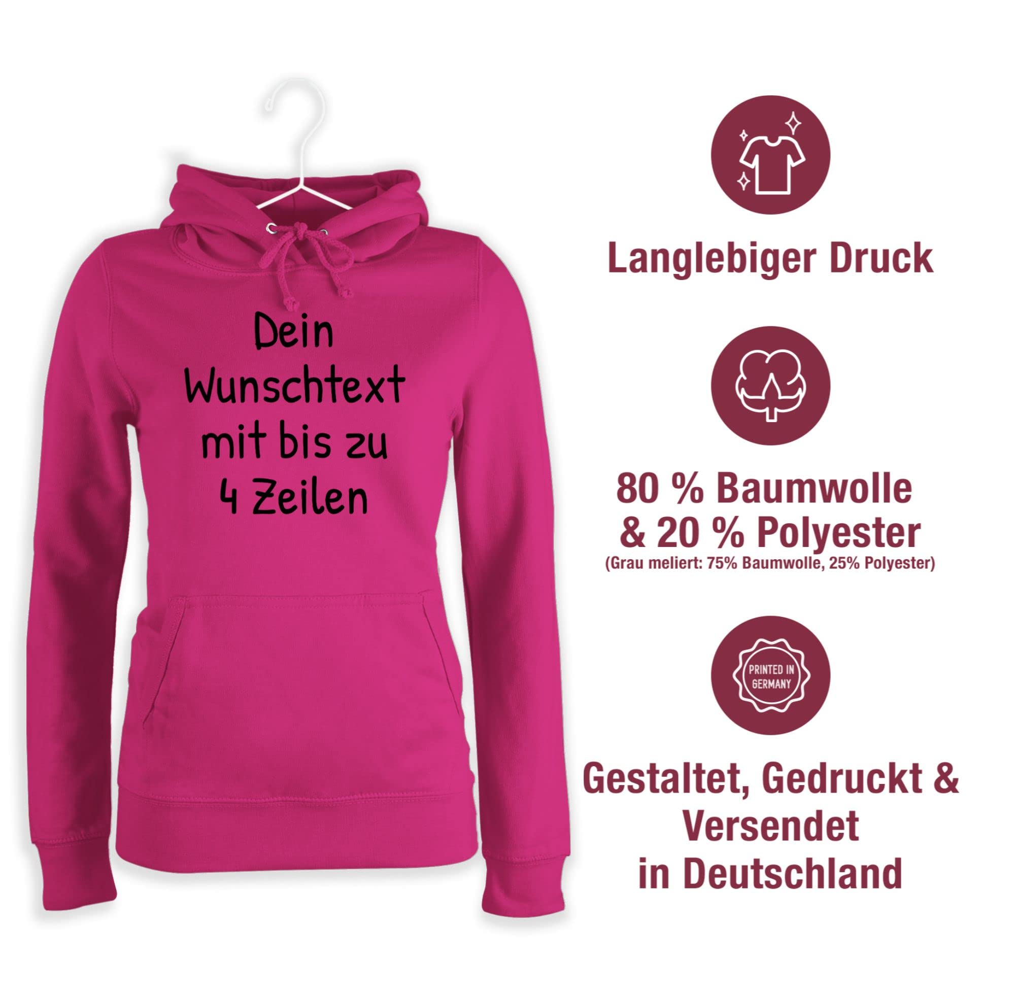 Geschenk mit Namen personalisiert by Shirtracer - Pullover Damen Hoodie Frauen - Aufdruck selbst gestalten - Wunschdruck Text Namen I Eigener Custom Text