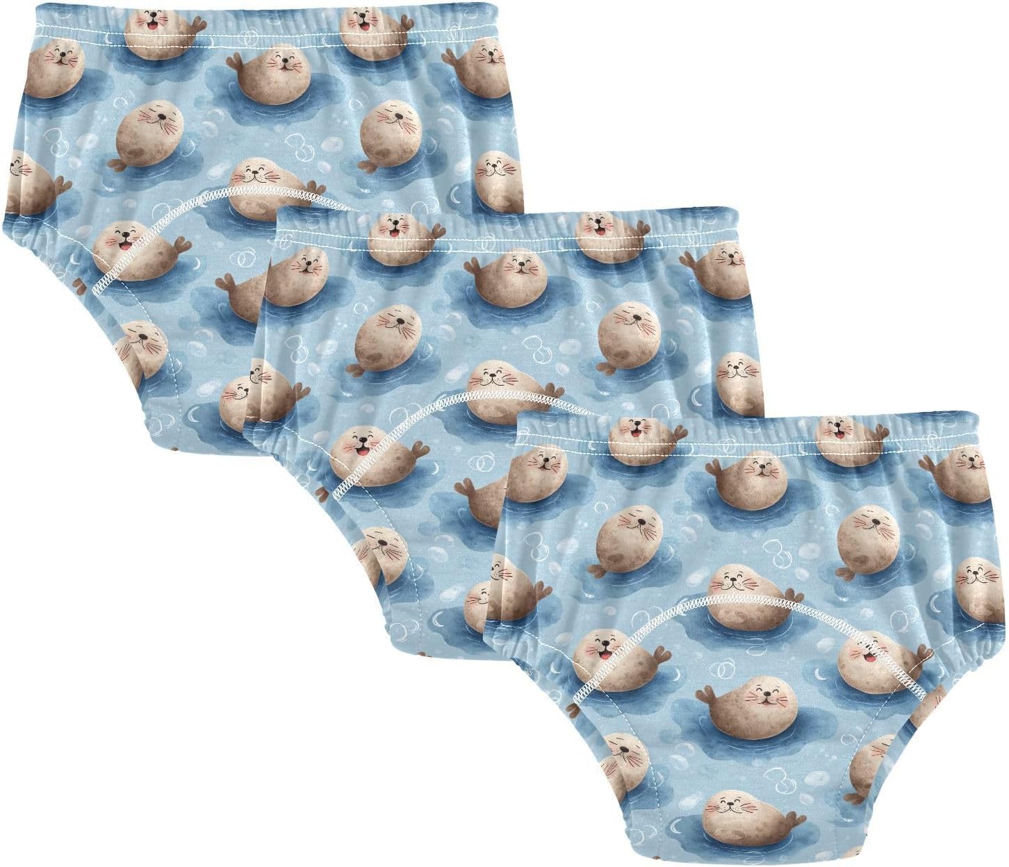 Cute Seal Toddler Potty Training Underwear Cotton Absorbent Soft Baby Girl Boy Toilet Training Pants 3T