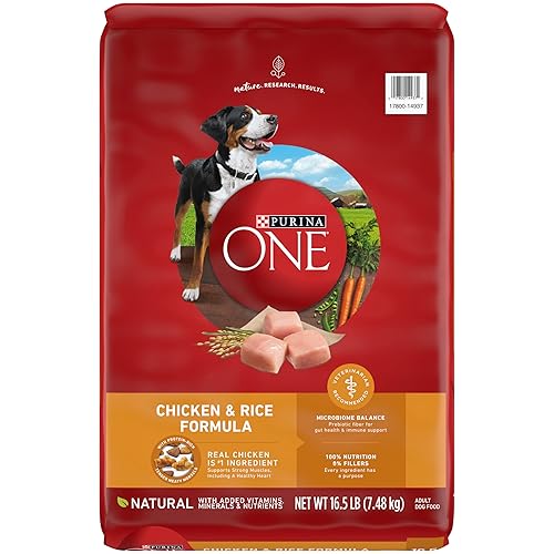 Purina ONE Chicken and Rice Formula Dry Dog Food - 16.5 lb. Bag - Chicken & Rice - 16.5 Pound (Pack of 1)