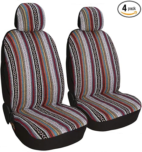 Baja Car Front Seat Covers,Saddle Boho Heavy Duty Blanket Cloth,Universal Size Fit Most Cars SUV Vans,1Pair (2 Front, Z-001)
