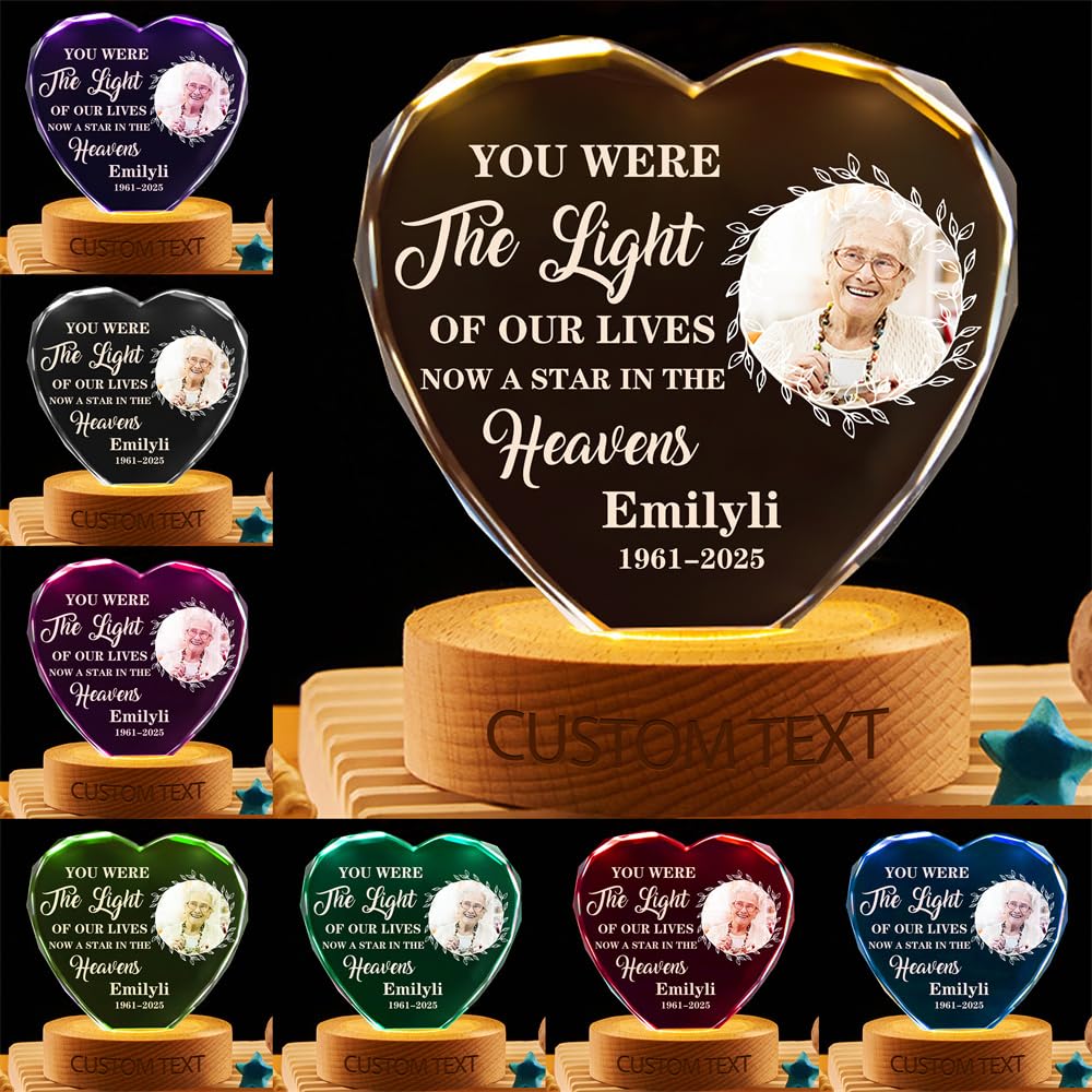 MYZQIFF When You Miss me Have no Fear Personalized Photo Memorial Crystal Globe Lamp, Custom Picture 3D Memory Crystal Ball Night Light Keepsake,Remembrance Sympathy Gift for Loss of Loved Ones