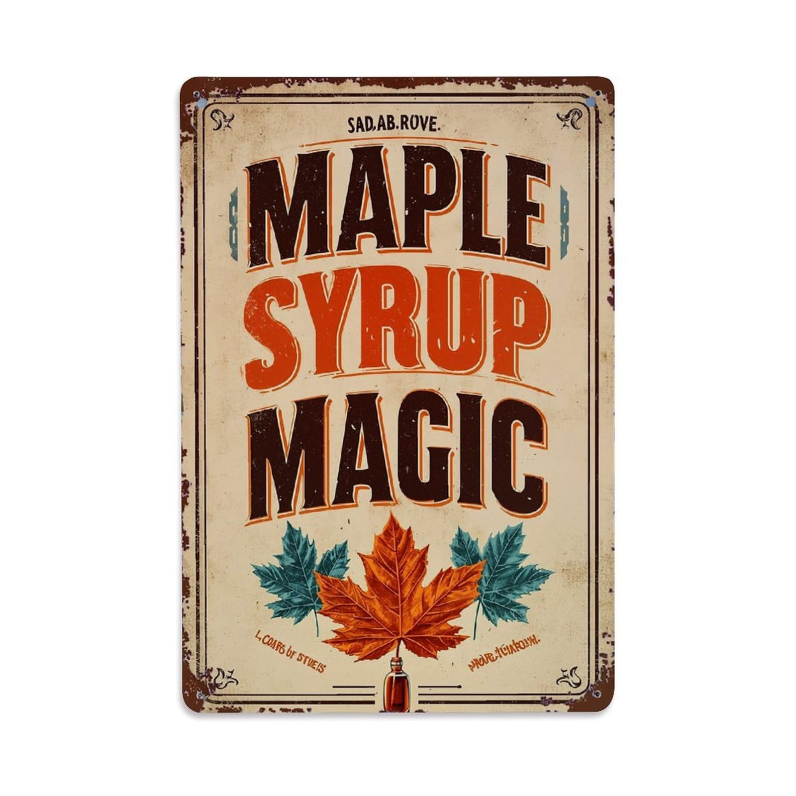 Nestemfo Vintage Maple Syrup Magic Leaf Bottle Tin Sign Metal Sign, Living Room,Bar, Home, Bedroom Wall Decor,Retro Metal Poster 8X12 Inches