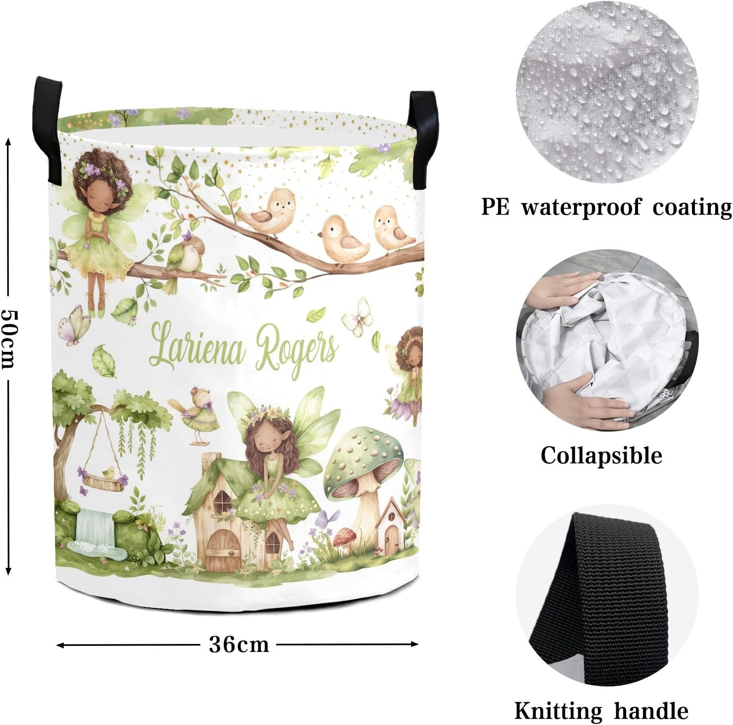 Custom Laundry Storage Basket,Spring Fairy Flower Garden Laundry Hamper Bag Waterproof Clothes Bin Collapsible, Clothes Hamper for Bathroom, Laundry, College
