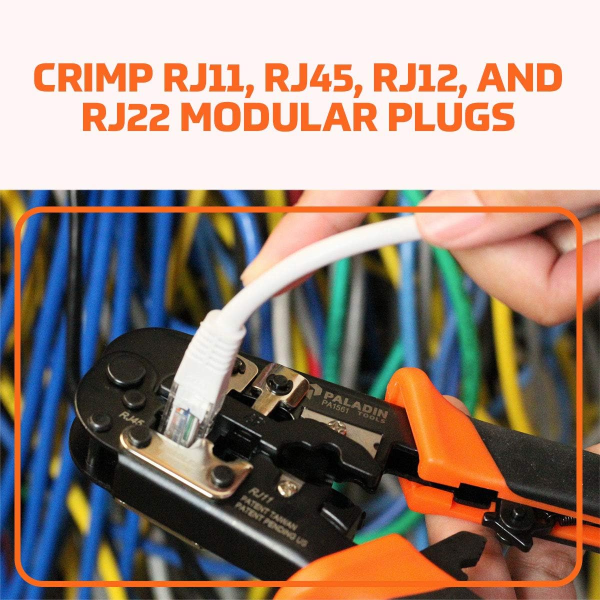 Paladin Tools Ensemble d'outils réseau – Comprend une pince à sertir de données modulaire, un coupe-câble, un outil de poinçonnage sans impact, des connecteurs RJ45, des connecteurs RJ11