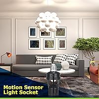 Vista 6 de Hortsun 3 tomas de luz con sensor de movimiento, enchufe inteligente de rosca compatible con E26/E27 con control de luz nocturna de encendido