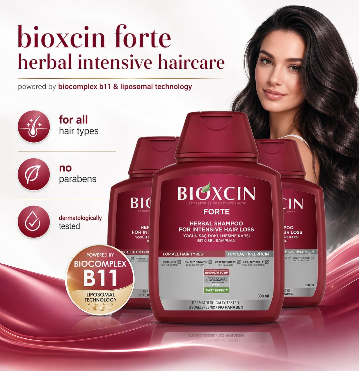 BIOXCIN Forte Herbal Shampoo for Hair Loss, Thicker-Looking Hair & Scalp Care