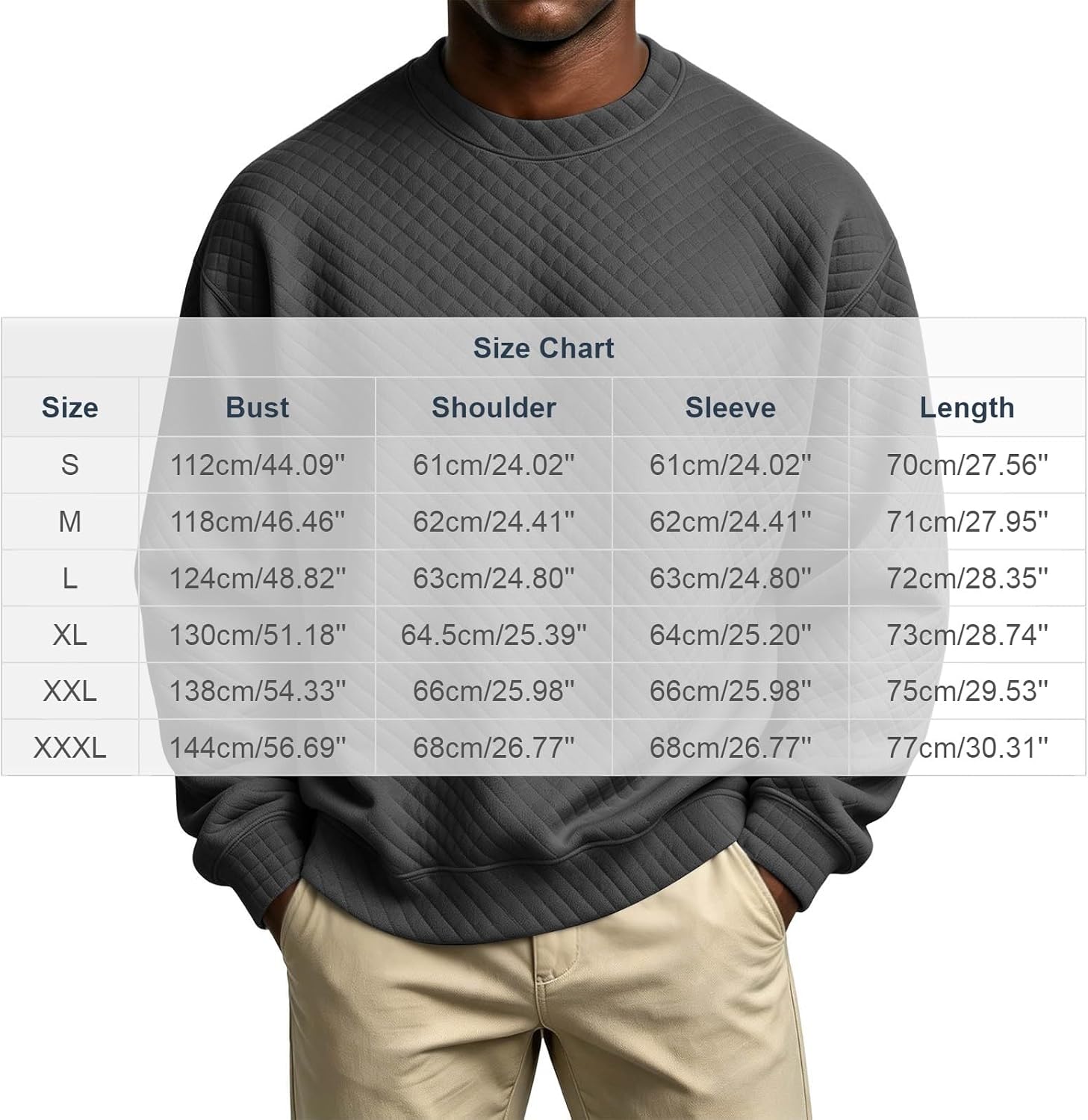 Men's Crew Neck Textured Shirts Long Sleeve Loose Casual Sweat Top