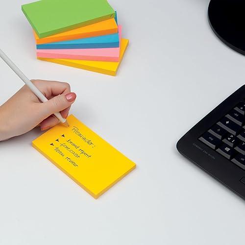 Miniatura 2 de SIGEL BA127 - Notas adhesivas rectangulares, 80% superficie adhesiva, 4.9 x 3.0 in, 5 colores, 6 blocs x 100 hojas