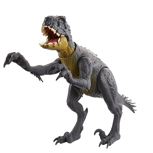 Mattel Jurassic World Juguetes Slash 'N Battle Scorpios Rex Figura de Acción y Sonido con Dinosaurio de Campamento Cretácico con Articulación Móvil, Movimientos de Corte y Látigo de Cola y Sonido de Rugido, Regalo para Niños de 4 Años en Adelante