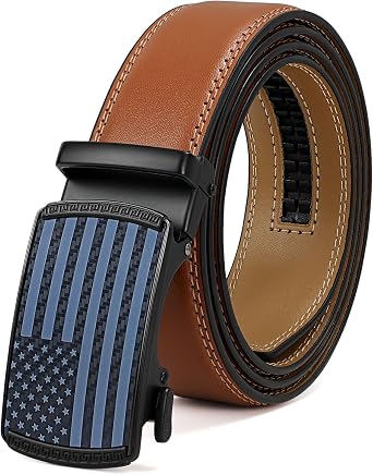 SANSTHS Mens Belts Leather Ratchet Dress Belts for Men with Slide Buckle