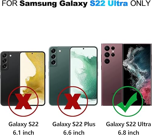 Miniatura 7 de Nvollnoe Funda protectora para Samsung S22 Ultra con tarjetero 5G 6.8 pulgadas Slim Dual Layer Heavy Duty Funda protectora para Samsung S22 Ultra