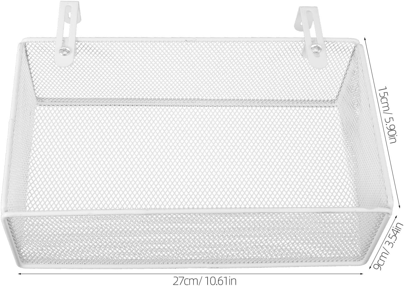 UKCOCO Bedside Caddy Shelf Organizer - Adjustable Bunk Bed Caddy Holder - Metal Hanging Basket for College Students Room, Dorm Room Side Shelf 10.6x5.9x3.5in White