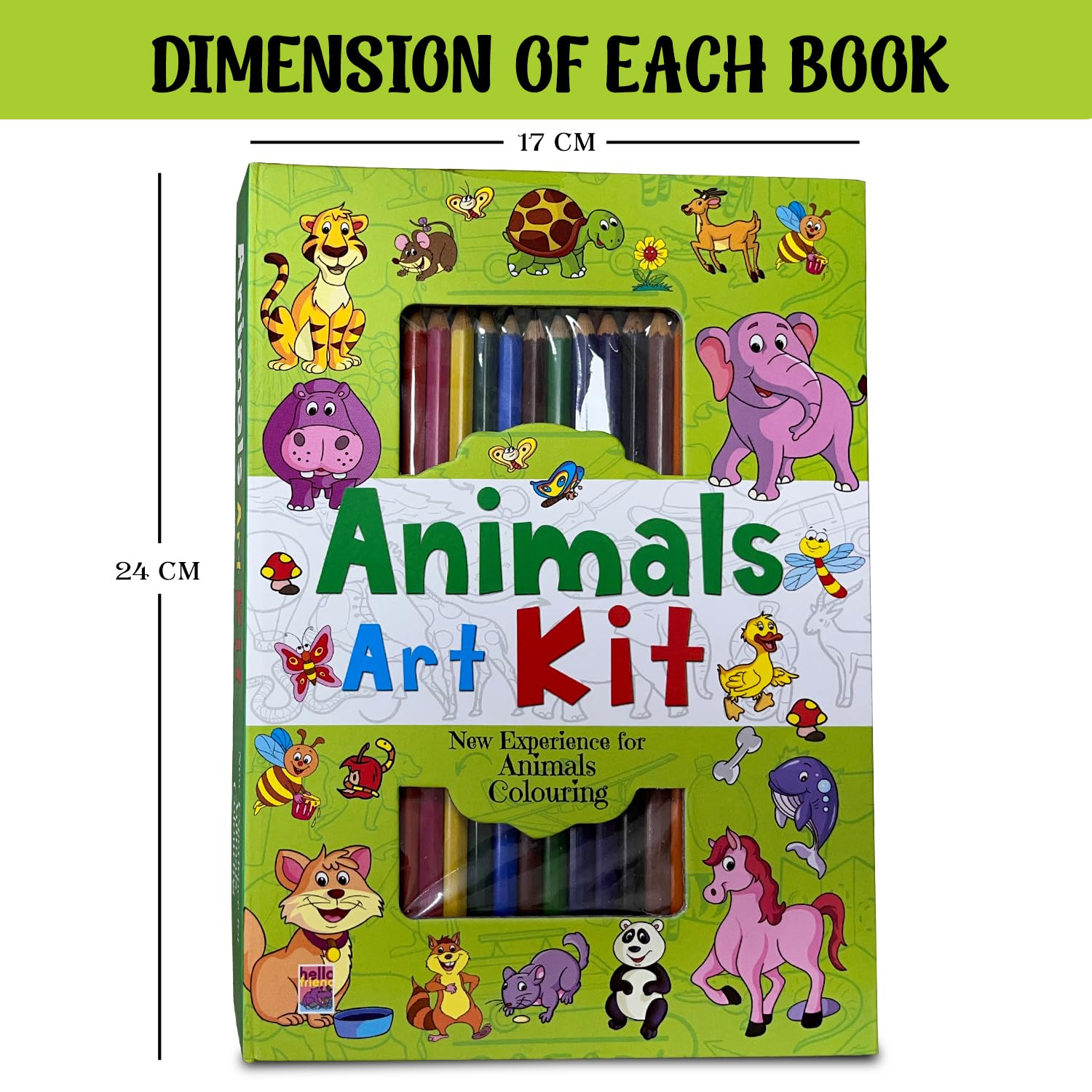 BRIJBASI Animal Colouring Art Book Kit for Kids, Childrens and Toddler Gifts with 32-Pages Coloring Activity Book, 12 Color Pencils Set - Ages 2+ Years 4