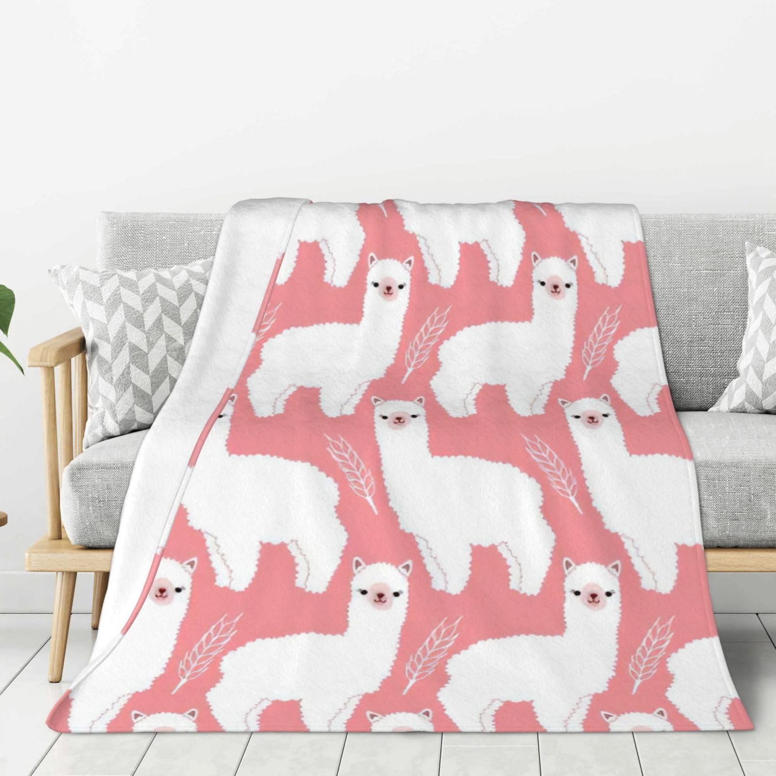 Couverture lit douce au motif lama en tissu haut de gamme durable