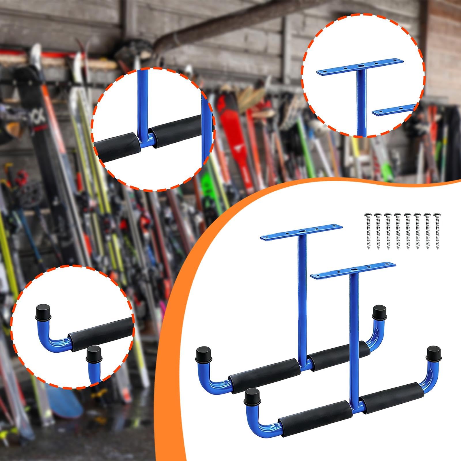 2 pezzi gancio portaoggetti per garage sospeso gancio multiuso per appendere tubi da giardino oggetti ingombranti canna da pesca, Blu
