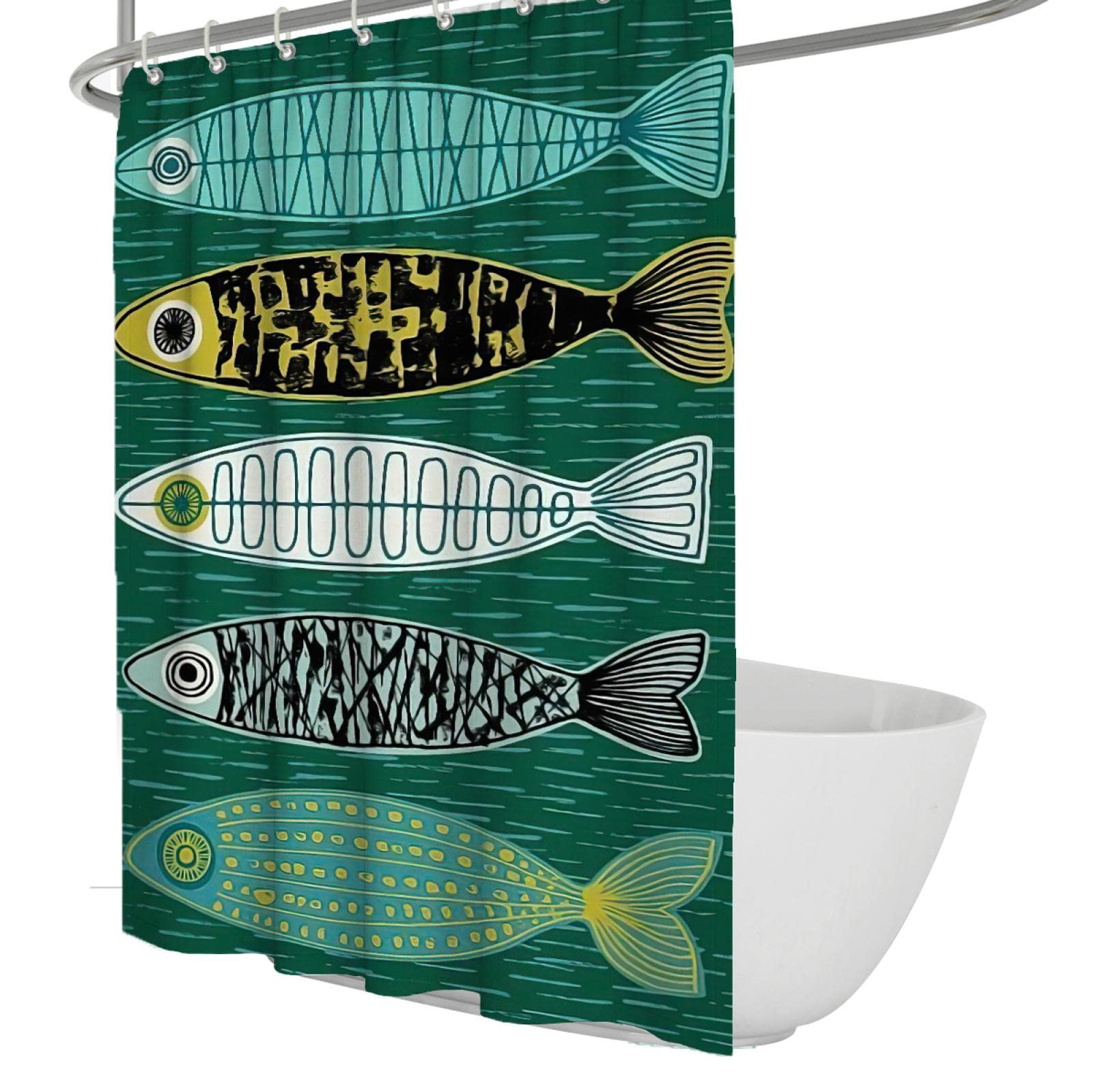 Tende da doccia extra lunga divertente animale bambino bagno decor 5 pesce verde impermeabile tessuto doccia Tende morbido hotel design di qualità 200x200cm