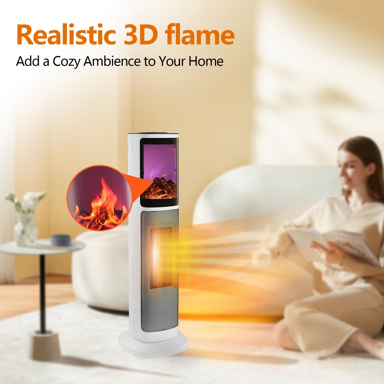 Amazon.com: HINEIBER 750W/1500W Ceramic Tower Space Heater with 3D