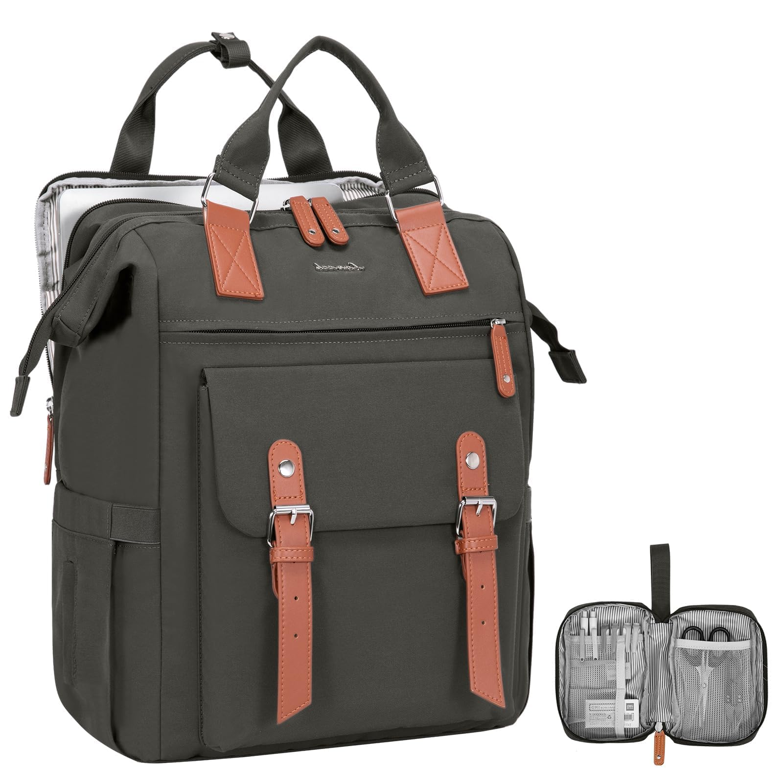 LOVEVOOK Laptop Backpack, Travel Bag with 17.3 inch Laptop Compartment, Water Resistant Teacher Nurse Doctor Work Bag, Anti-theft Daypack, Dark Grey