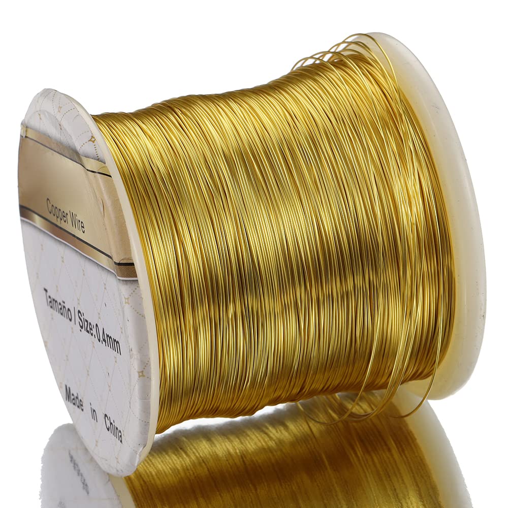 1 rotolo No Fade filo di perline di rame modellabile filo resistente all'appannamento for braccialetti fai da te orecchini creazione di gioielli artigianali ( Color : Gold Color , Size : 0.2mm-500mete