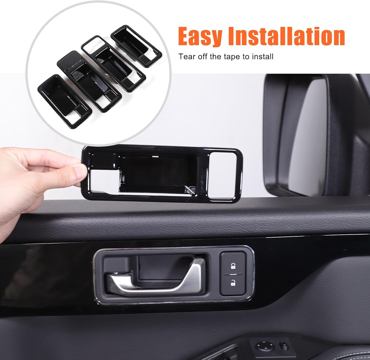 Car Door Inner Handle Panel Frame Cover Stickers Decals Compatible with Compatible with Ineos Grenadier 2020-2025 Interior Door Bowl Frame Trim Protection Accessories (Piano Black)