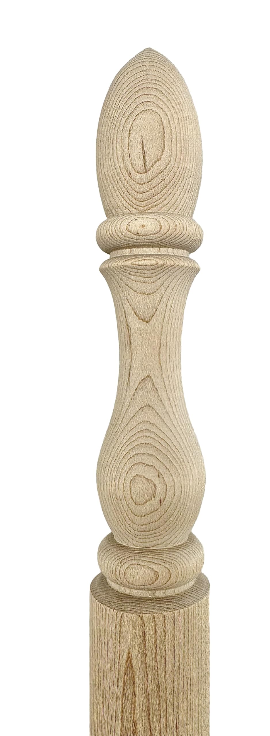 Highland Manor Wood Products Round Wooden Corner Guard Both Ends & Center Turned - 48" Tall x 1 3/8" Wide with 90-Degree Notch - Unfinished Maple Wood