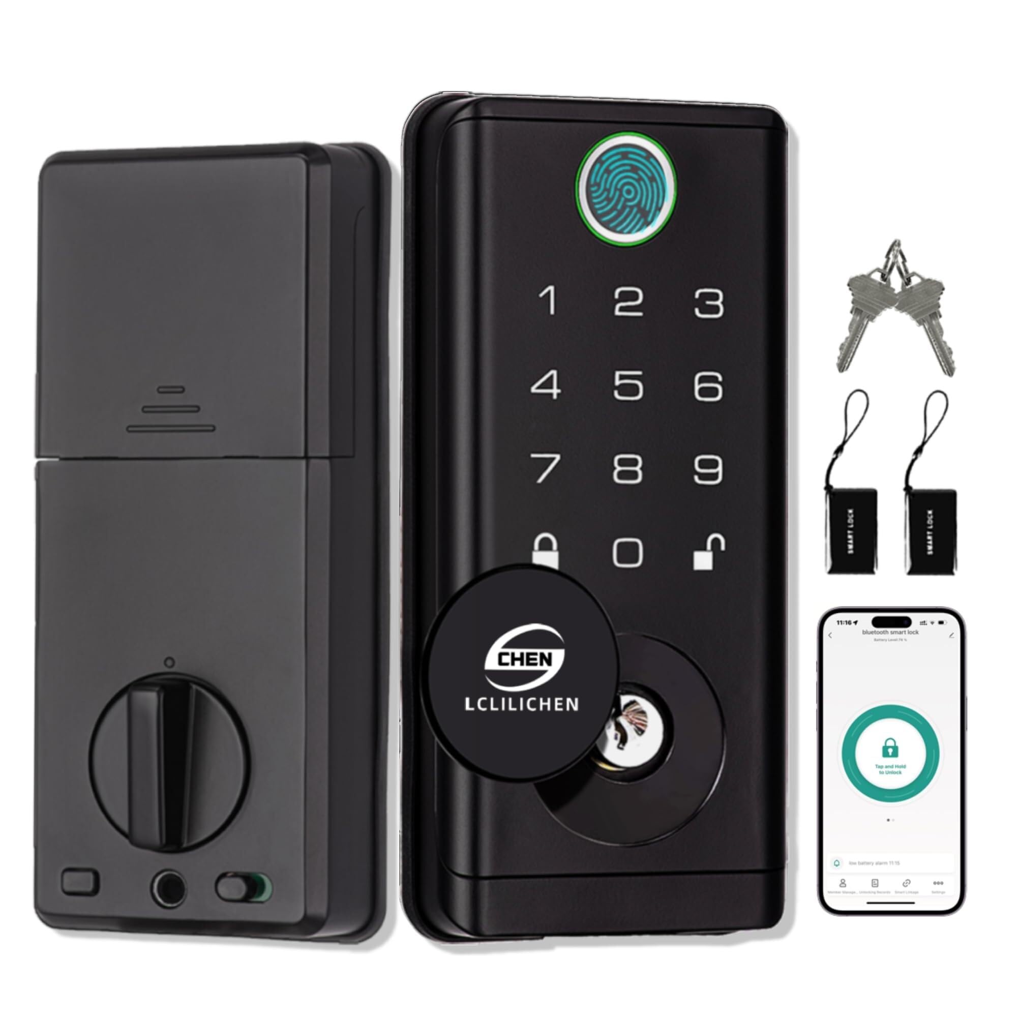 Arunasc One Color Door Locks Smart Door Lock, Keyless Entry Deadbolt With Fingerprint, Biometric Electronic Door Lock With Keypad & App Control Smart